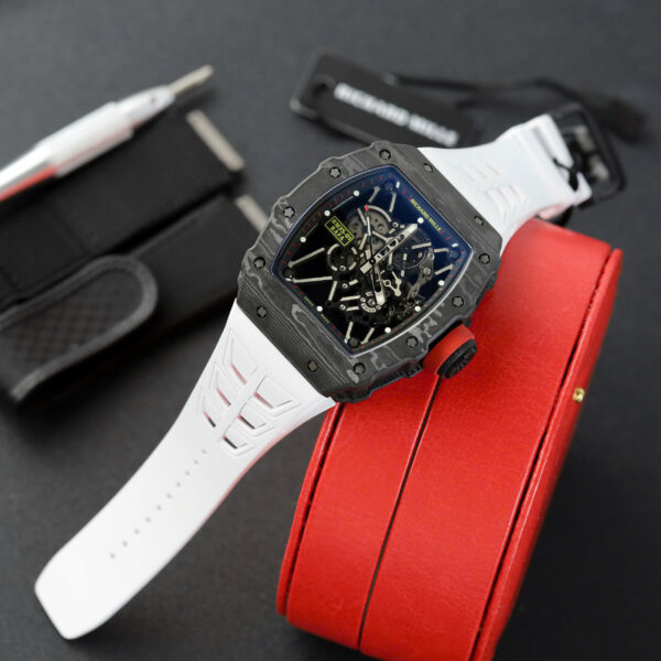 Đồng hồ Richard Mille RM35-01 Rep 11 vỏ carbon NTPT dây cao su trắng nhà máy ZF 49,9x43mm (2)