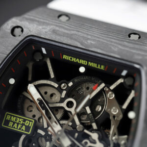 Đồng hồ Richard Mille RM35-01 Rep 11 vỏ carbon NTPT dây cao su trắng nhà máy ZF 49,9x43mm (2)