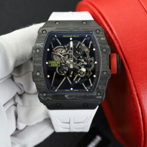Đồng hồ Richard Mille RM35-01 Rep 11 vỏ carbon NTPT dây cao su trắng nhà máy ZF 49,9x43mm (2)