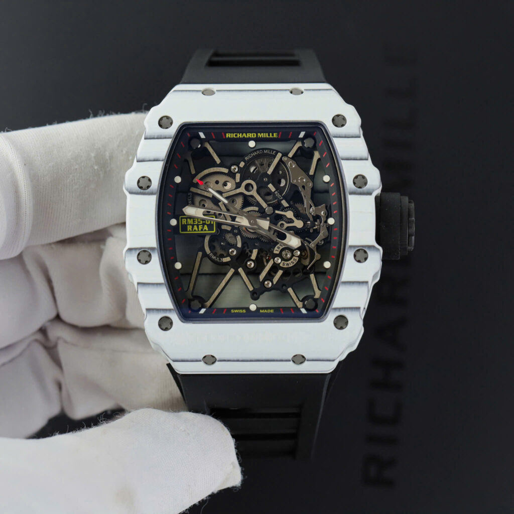 Đồng hồ Richard Mille RM35-01 Rep 11 vỏ carbon NTPT màu trắng nhà máy ZF 49,9x43mm (2)