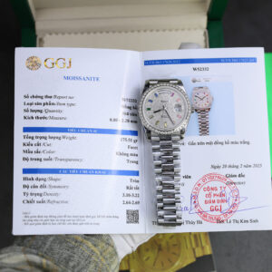 Đồng Hồ Rolex Day-Date Rep 11 mặt số đính full kim cương moissanite nhà máy GM 40mm (2)