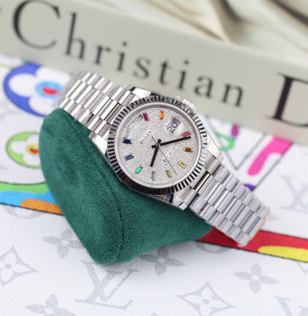 Đồng Hồ Rolex Day-Date Rep 11 mặt số đính full kim cương moissanite nhà máy GM 40mm (2)