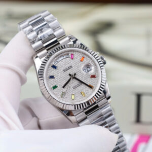 Đồng Hồ Rolex Day-Date Rep 11 mặt số đính full kim cương moissanite nhà máy GM 40mm (2)