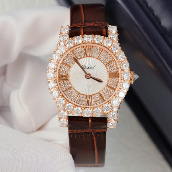 Đồng hồ Chopard Happy Sport 274809 Replica 11 bọc vàng thật đính kim cương moissanite 36mm (2)