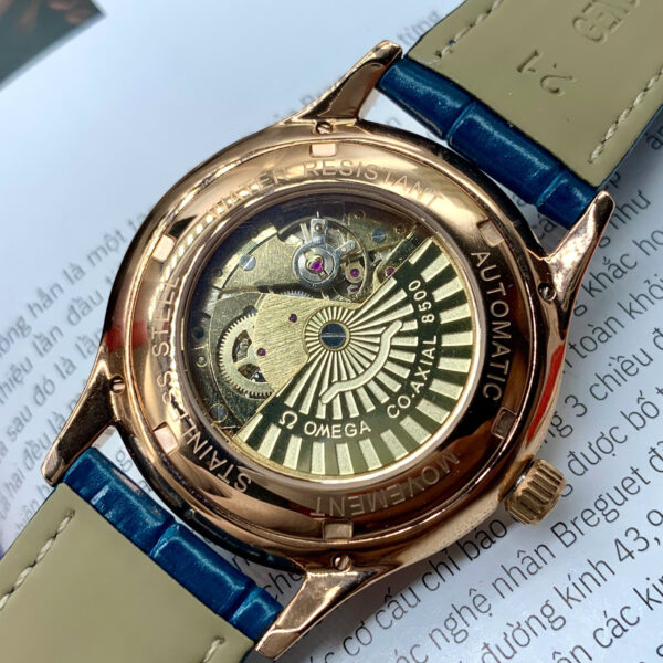 Đồng hồ Omega Globemaster Annual Calendar nam dây da blue fake cao cấp 40mm