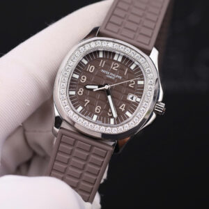 Đồng hồ Patek Philippe Aquanaut 5067 Rep 11 màu nâu viền đính kim cương moissanite 35 (2)