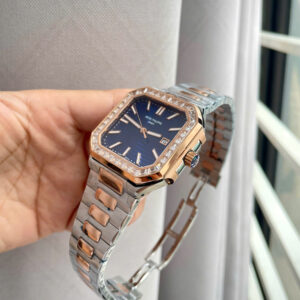 Đồng hồ Patek philippe 5821 nam demi mặt xanh đính đá baguette fake cao cấp 45mm