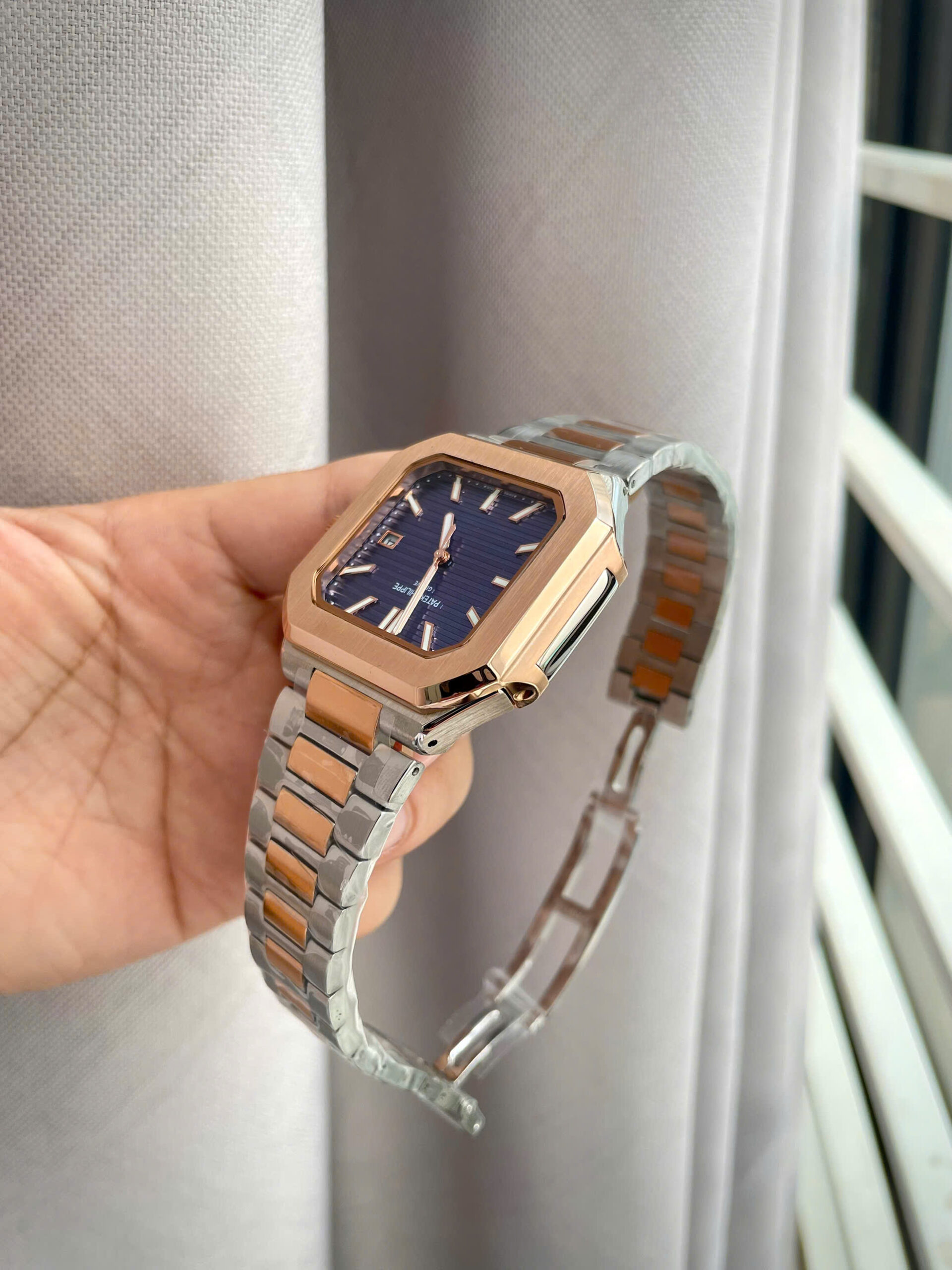 Đồng hồ Patek philippe 5821nam demi mặt xanh máy cơ nhật giá rẻ 45mm (4) Đồng hồ Patek philippe 5821nam demi mặt xanh máy cơ nhật giá rẻ 45mm