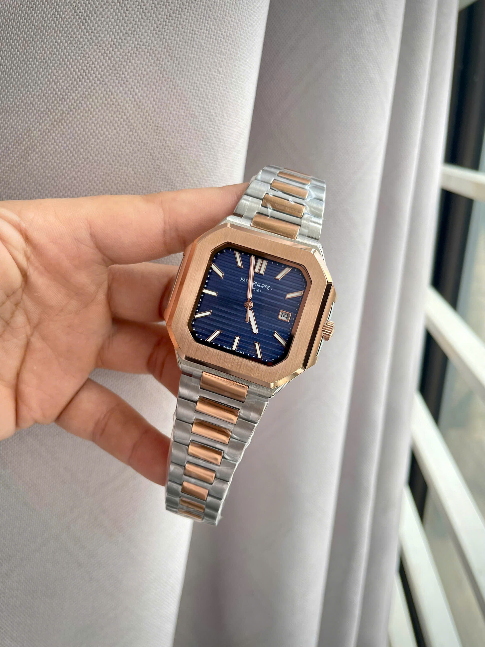 Đồng hồ Patek philippe 5821nam demi mặt xanh máy cơ nhật giá rẻ 45mm (8) Đồng hồ Patek philippe 5821nam demi mặt xanh máy cơ nhật giá rẻ 45mm