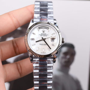 Đồng hồ Rolex Day-Date Replica 11 mặt khảm xà cừ cọc số đính moissanite baguette 40mm (2)
