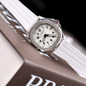 Đồng hồ nữ Patek Philippe Aquanaut 5067 Rep 11 màu trắng viền đính kim cương moissanite 35 (2)
