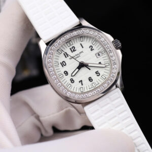Đồng hồ nữ Patek Philippe Aquanaut 5067 Rep 11 màu trắng viền đính kim cương moissanite 35 (2)