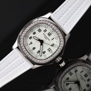 Đồng hồ nữ Patek Philippe Aquanaut 5067 Rep 11 màu trắng viền đính kim cương moissanite 35 (2)