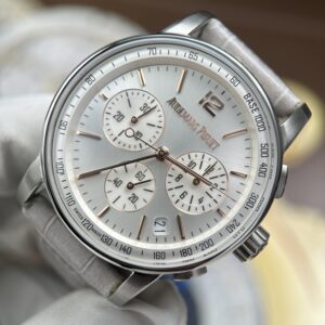 Đồng hồ Audemars Piguet Code 11.59 Rep 11 mặt bạc dây da màu xám xưởng APS 41mm (2)