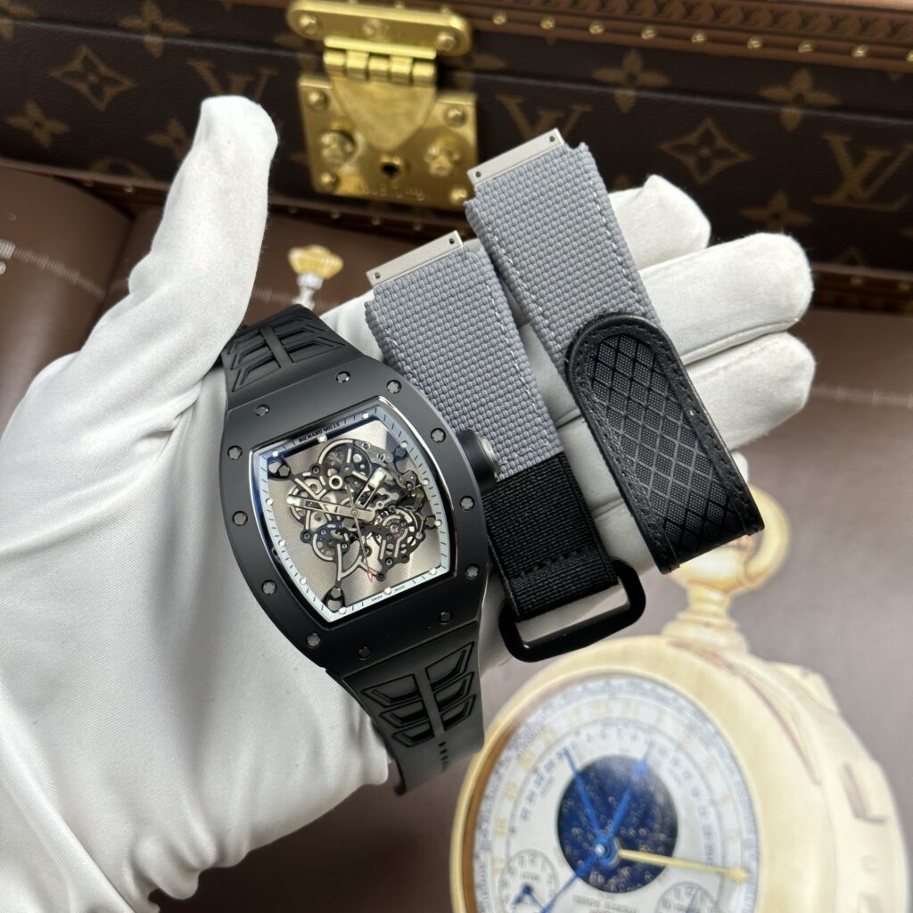 Đồng hồ Richard Mille RM055 Replica 11 vỏ gốm viền trắng xưởng ZF 49.9×42 (2)