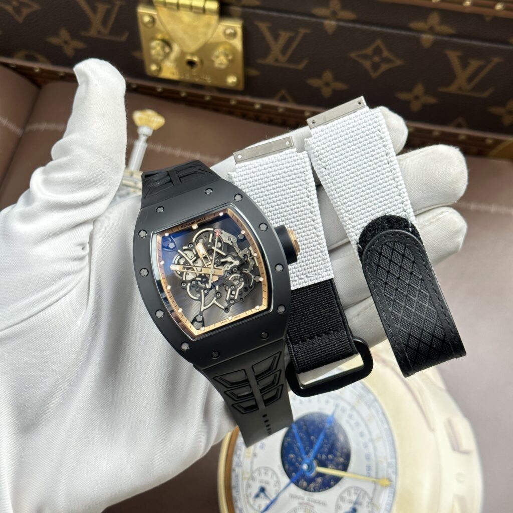 Đồng hồ Richard Mille RM055 Replica cao cấp vỏ gốm viền màu đồng xưởng ZF 49.9×42 (2)