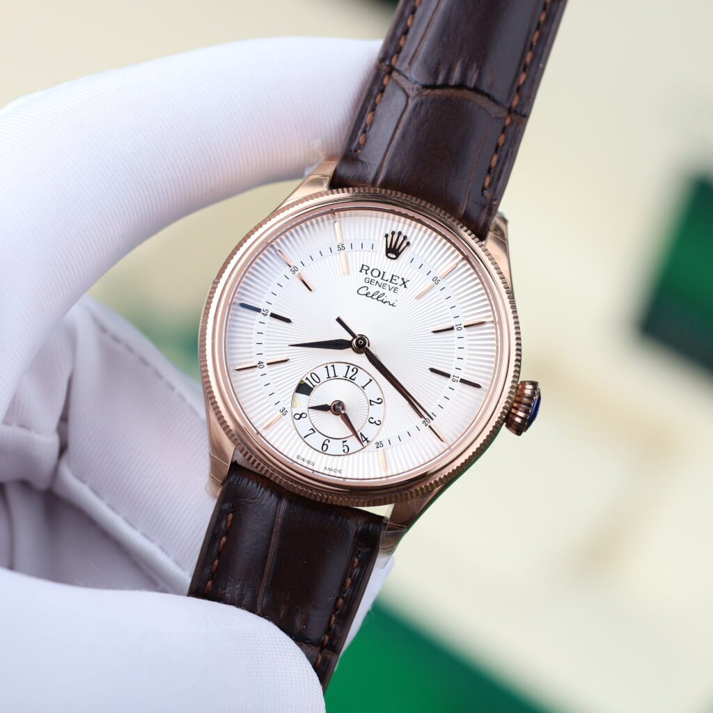 Đồng hồ Rolex Cellini 50525 Replica cao cấp mặt trắng vỏ mạ vàng hồng 39mm (2)