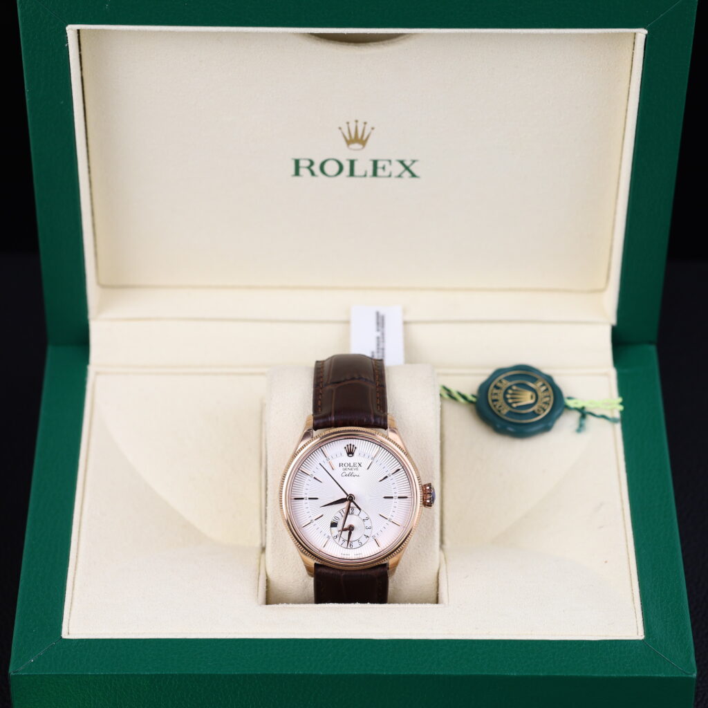 Đồng hồ Rolex Cellini 50525 Replica cao cấp mặt trắng vỏ mạ vàng hồng 39mm (2)