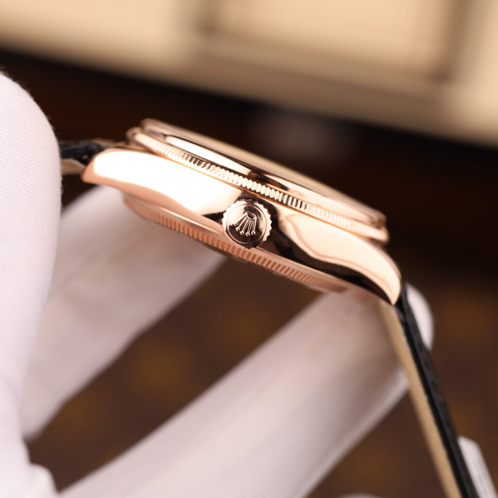 Đồng hồ Rolex Cellini Dual Time 50525 mặt đen chế tác vỏ bọc vàng thật 18K 39mm (2)