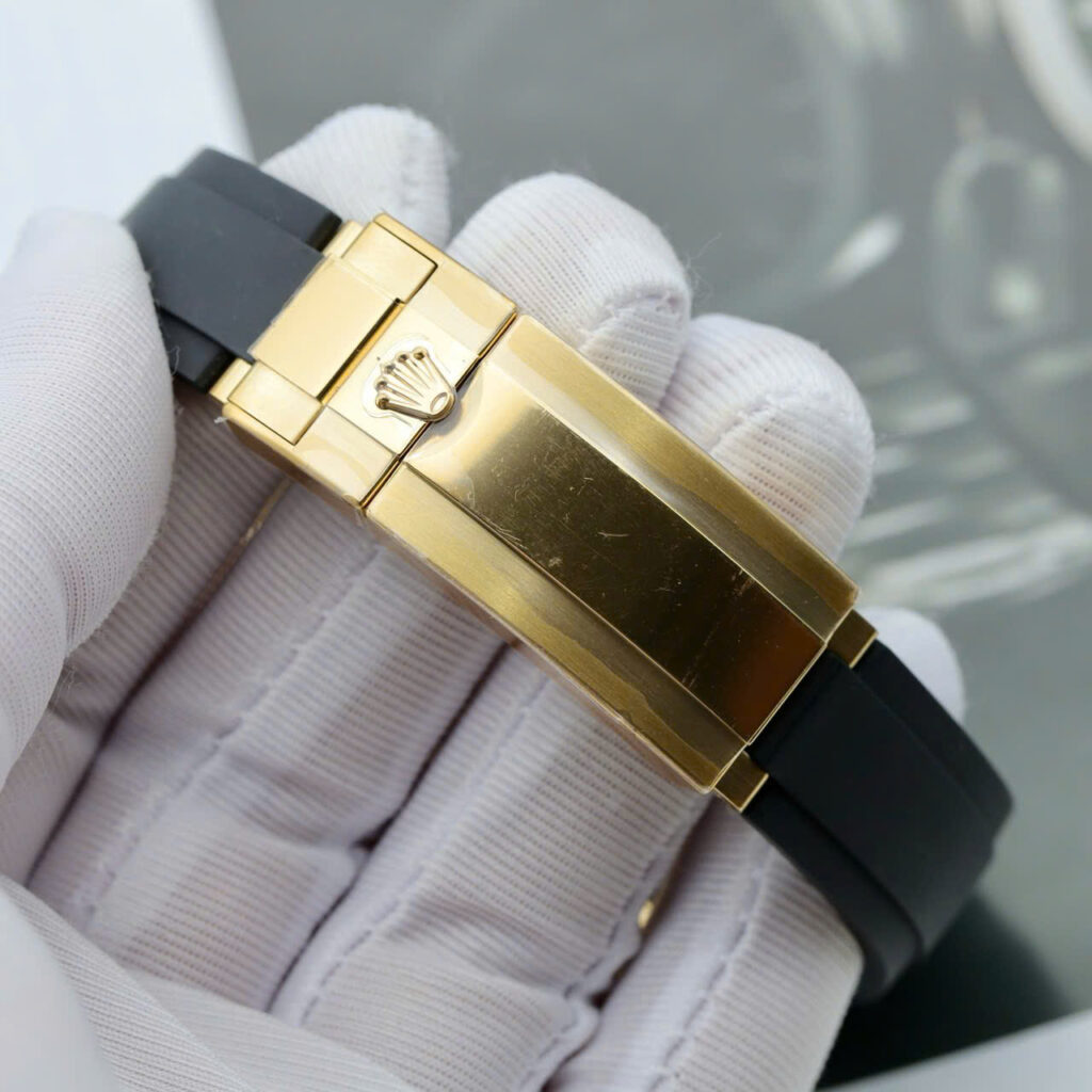 Đồng hồ Rolex Yacht-Master II Fake cao cấp vỏ mạ vàng mặt đen 42mm (2)