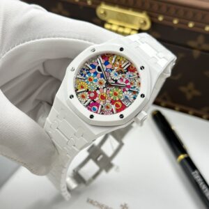 Đồng hồ Audemars Piguet 15500 Rep 11 mặt hoa hướng dương vỏ gốm trắng xưởng APS 41mm (2)