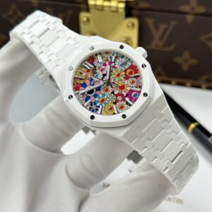 Đồng hồ Audemars Piguet 15500 Rep 11 mặt hoa hướng dương vỏ gốm trắng xưởng APS 41mm (2)