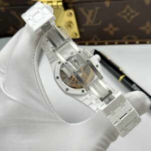 Đồng hồ Audemars Piguet 15500 Rep 11 mặt hoa hướng dương vỏ gốm trắng xưởng APS 41mm (2)