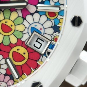 Đồng hồ Audemars Piguet 15500 Rep 11 mặt hoa hướng dương vỏ gốm trắng xưởng APS 41mm (2)