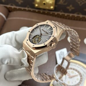 Đồng hồ Audemars Piguet Rep cao cấp Royal Oak Flying Tourbillon 26530OR mặt xám dây kim loại 41mm (2)