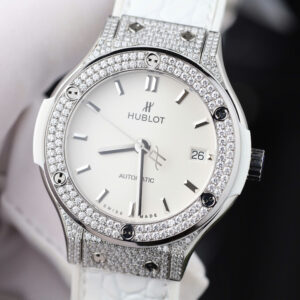 Đồng hồ Hublot Classic Fusion Fake 11 màu trắng đính moissanite HongKong 38mm (2)