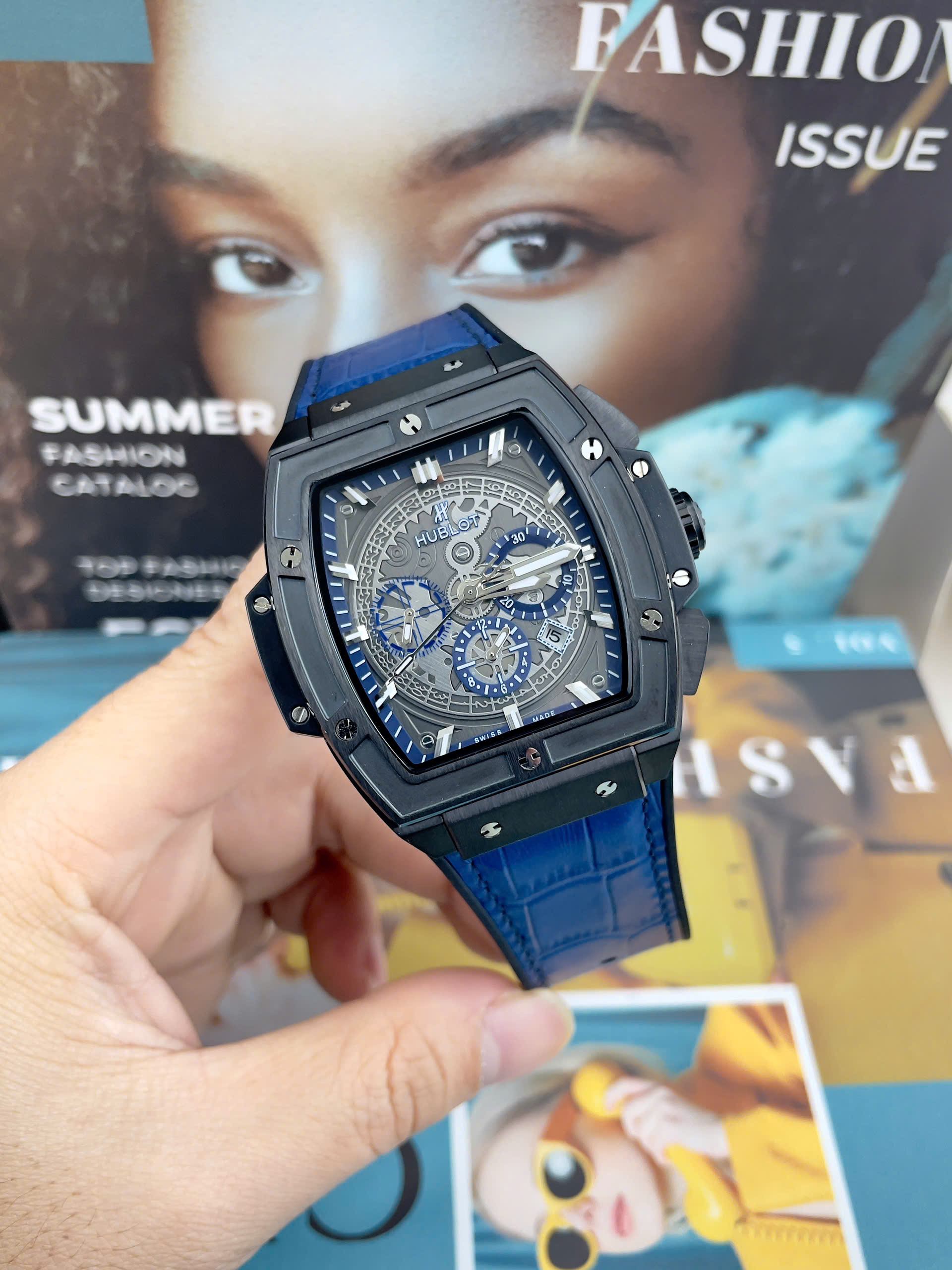 Đồng hồ Hublot Spirit Big Bang nam vỏ đen máy cơ nhật giá rẻ fake cao cấp 44mm (2) Đồng hồ Hublot Spirit Big Bang nam vỏ đen máy cơ nhật giá rẻ fake cao cấp 44mm