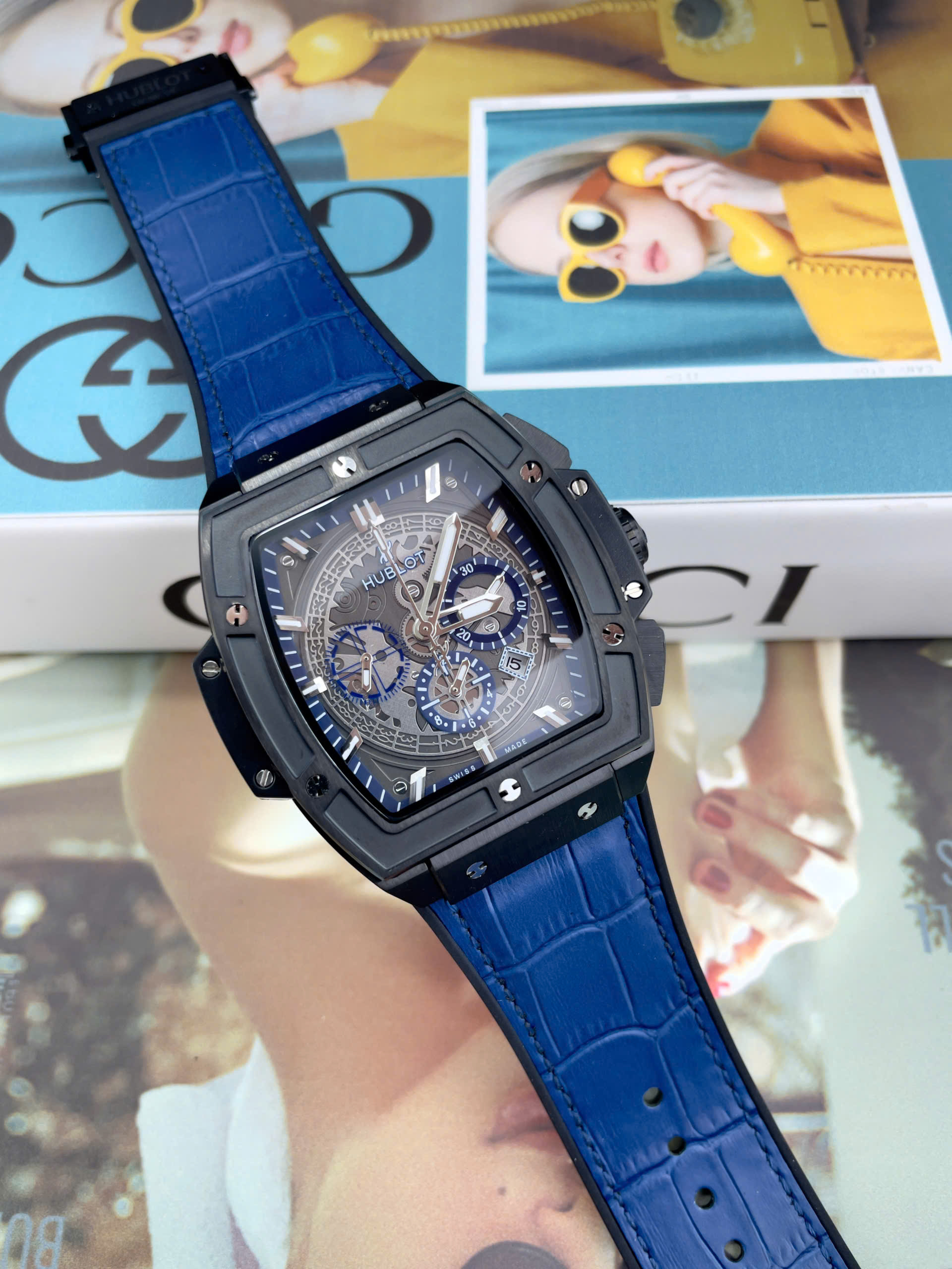 Đồng hồ Hublot Spirit Big Bang nam vỏ đen máy cơ nhật giá rẻ fake cao cấp 44mm (3) Đồng hồ Hublot Spirit Big Bang nam vỏ đen máy cơ nhật giá rẻ fake cao cấp 44mm