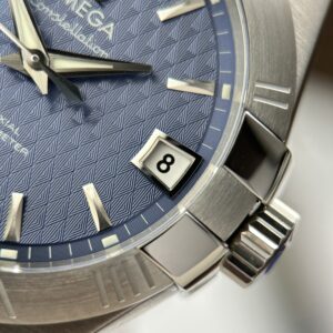 Đồng hồ Omega Constellation Replica 11 mặt xanh blue dây kim loại 38mm (2)