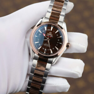 Đồng hồ Omega Seamaster Aqua Terra GMT Rep 11 mặt nâu chocolate dây kim loại xưởng VS 41 (2)