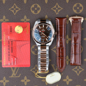 Đồng hồ Omega Seamaster Aqua Terra GMT Rep 11 mặt nâu chocolate dây kim loại xưởng VS 41 (2)