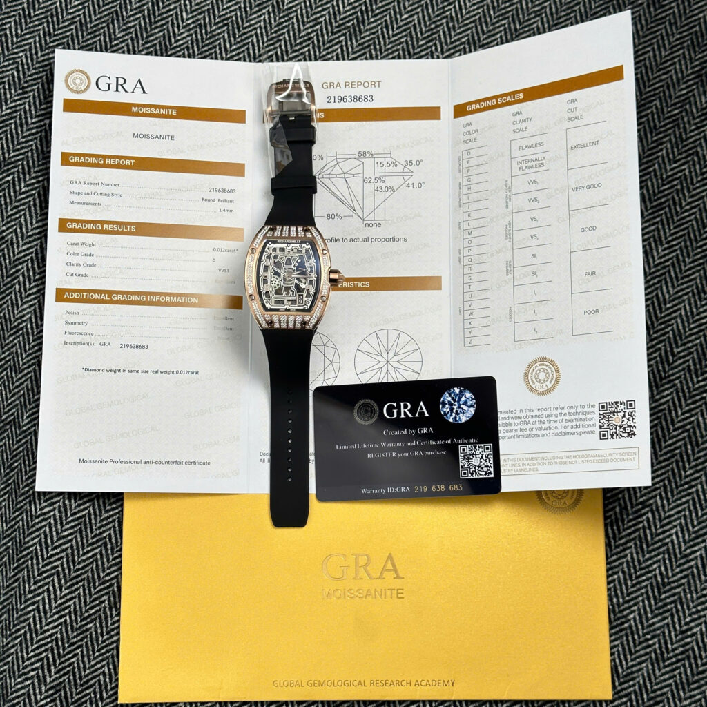 Đồng hồ Richard Mille RM67-01 Rep cao cấp vỏ mạ vàng hồng đính full moissanite 38.7×47 (2)