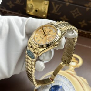 Đồng hồ Rolex Day-Date Rep 11 mặt vàng champagne cọc số đá máy calibre 3255 xưởng RC 40mm (1)