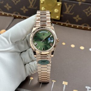 Đồng hồ Rolex Day-Date Rep 11 mặt xanh lá cây mạ vàng hồng nặng 212 gram xưởng RC 40mm (1)