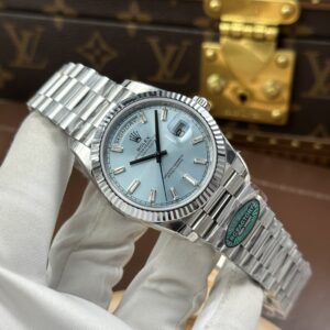 Đồng hồ Rolex Day-Date Replica 11 mặt xanh băng cọc số đá bộ máy calibre 3255 xưởng RC 40mm (2)