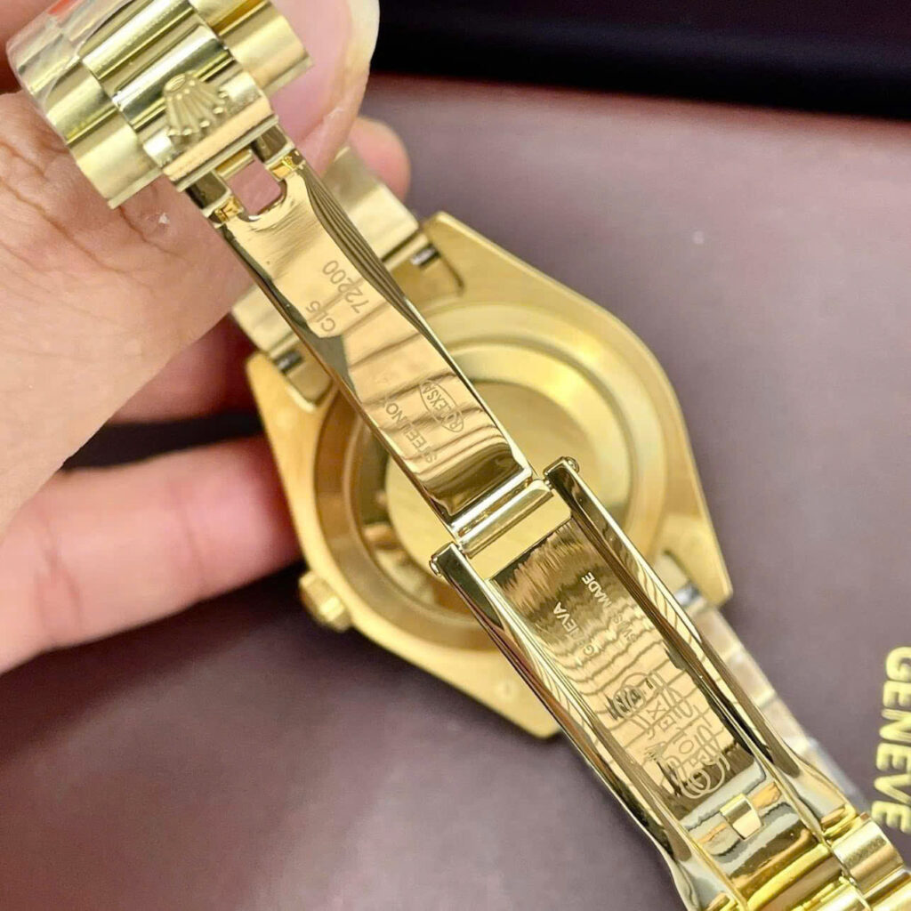 Đồng hồ Rolex Day-Date nam vàng gold cọc số đá mặt đen fake cao cấp 40mm