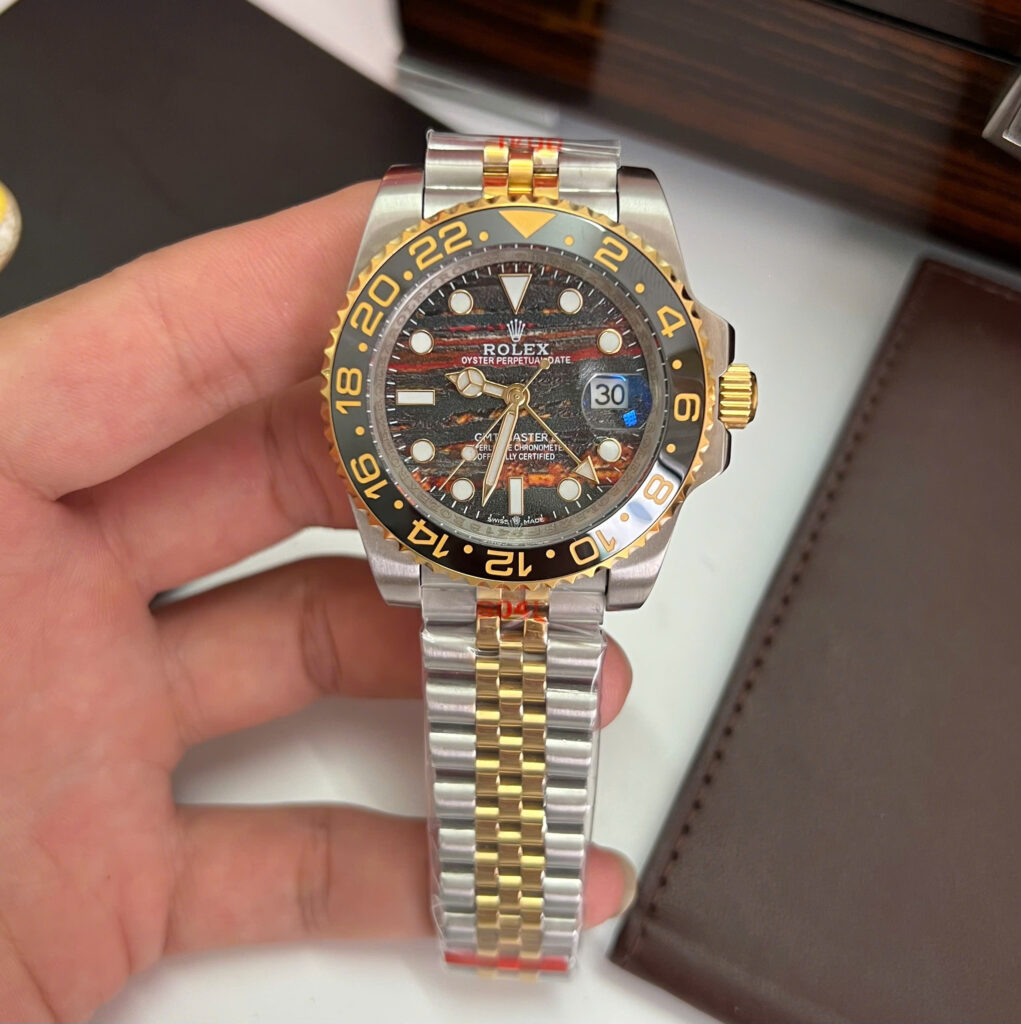 Đồng hồ Rolex GMT-Master II Nam demi mặt đá mắt hổ fake cao cấp 40mm