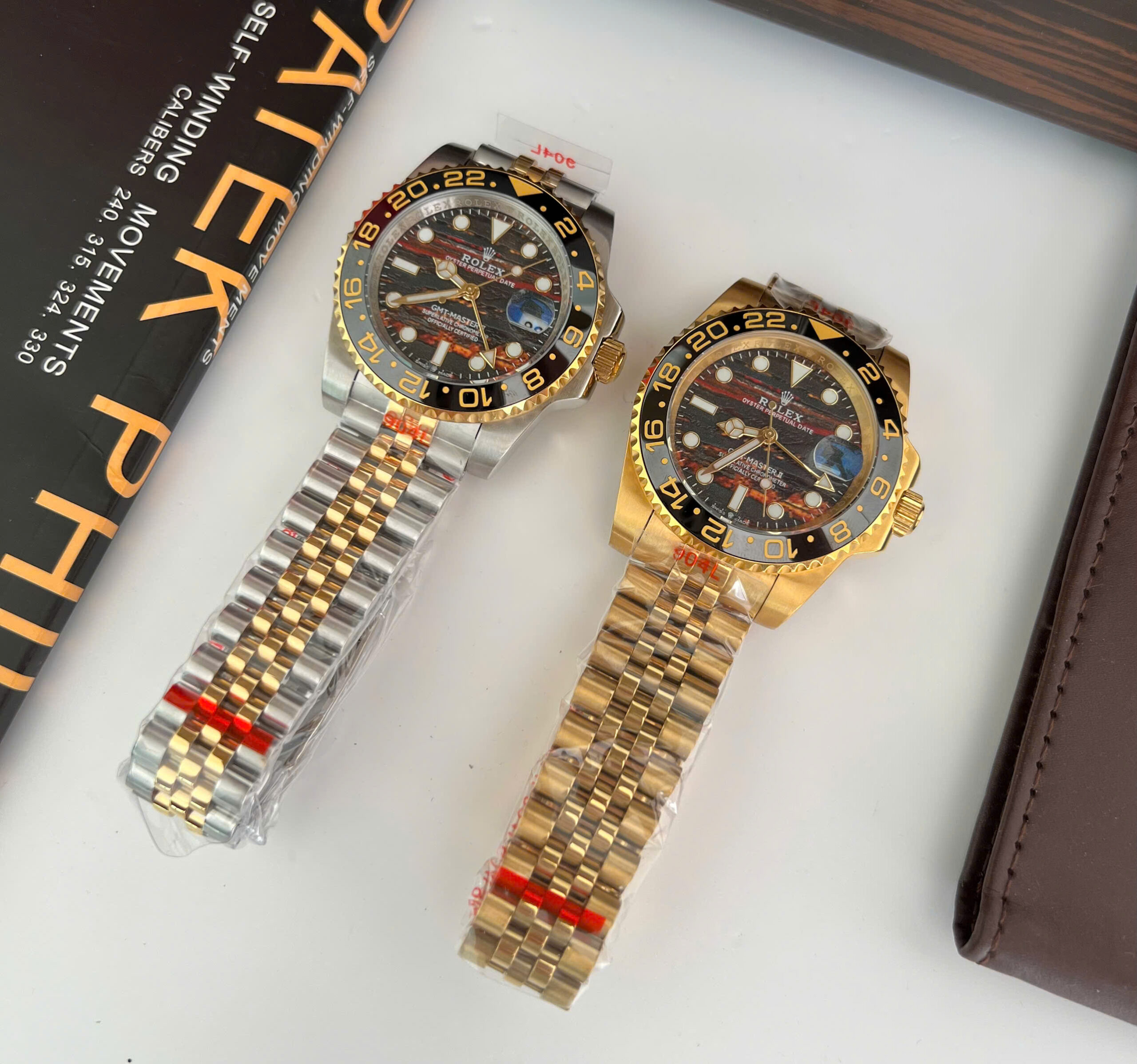 Đồng hồ Rolex GMT-Master II Nam demi mặt đá mắt hổ fake cao cấp 40mm Đồng hồ Rolex GMT-Master II Nam demi mặt đá mắt hổ fake cao cấp 40mm