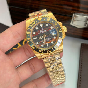 Đồng hồ Rolex GMT-Master II Nam vàng gold mặt đá mắt hổ fake cao cấp 40mm
