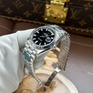 Đồng hồ Rolex Replica cao cấp Day-Date mặt đen nặng 212 gram bộ máy calibre 3255 xưởng RC 40mm