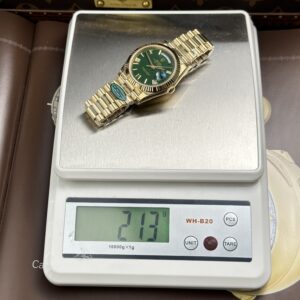 Đồng hồ nam Rolex Day-Date Replica 11 mặt xanh lá cây vỏ mạ vàng nặng 212 gram xưởng RC 40mm (2)