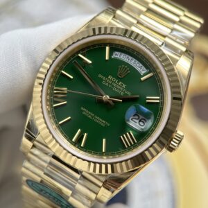 Đồng hồ nam Rolex Day-Date Replica 11 mặt xanh lá cây vỏ mạ vàng nặng 212 gram xưởng RC 40mm (2)