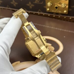 Đồng hồ nữ Cartier Santos Rep 11 mạ vàng mặt trắng nhà máy BV 35mm (2)