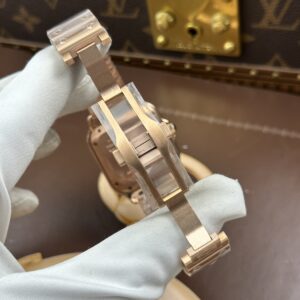 Đồng hồ nữ Cartier Santos chế tác mạ vàng hồng mặt trắng nhà máy BV 35mm (4)