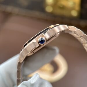 Đồng hồ nữ Cartier Santos chế tác mạ vàng hồng mặt trắng nhà máy BV 35mm (4)