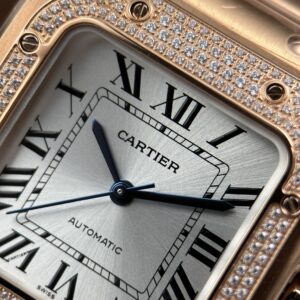 Đồng hồ nữ Cartier Santos chế tác mạ vàng hồng mặt trắng nhà máy BV 35mm (4)